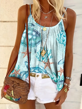 Women's Seaside Resort Style Printed Sleeveless Camisole