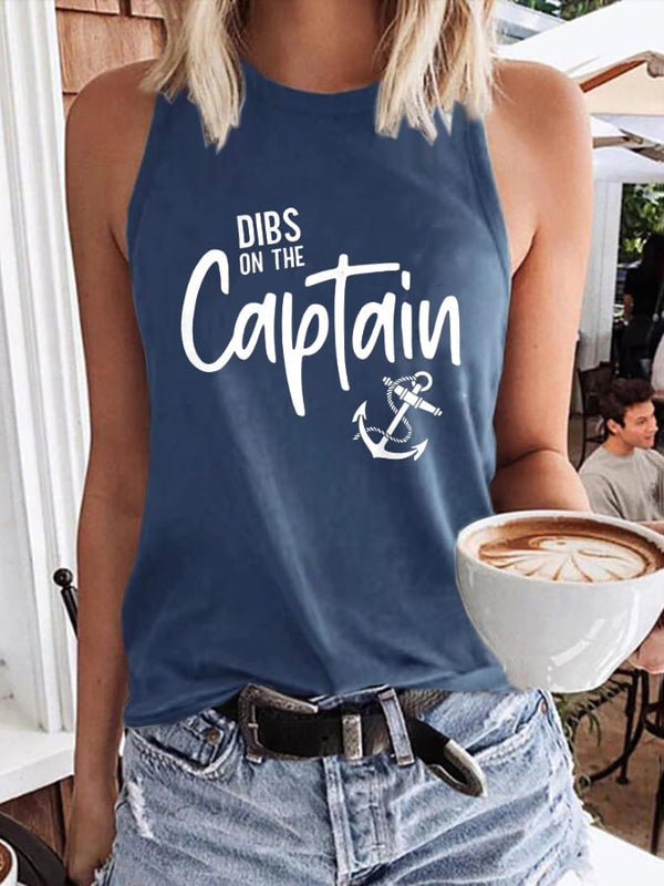 Dibs On The Captain Anchor Print Tank Top