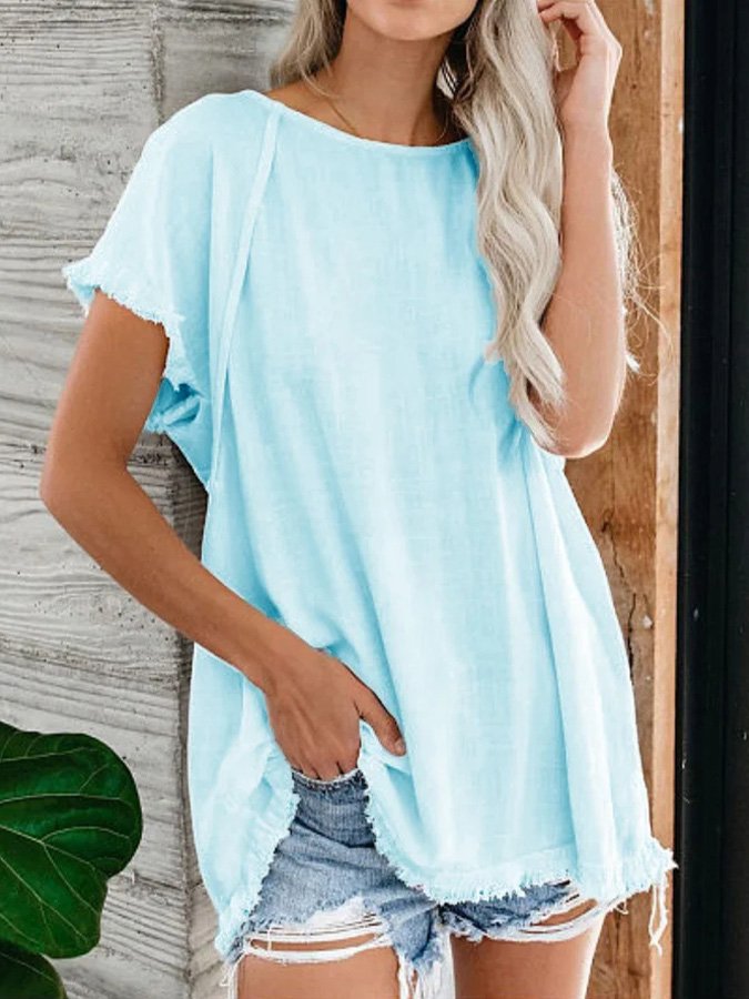 Women's Plain Tassel Casual Top