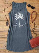 Buy 3 Get 10% OffWomen's Live Simple Palm Tree Print Tank Dress