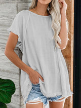 Women's Plain Tassel Casual Top