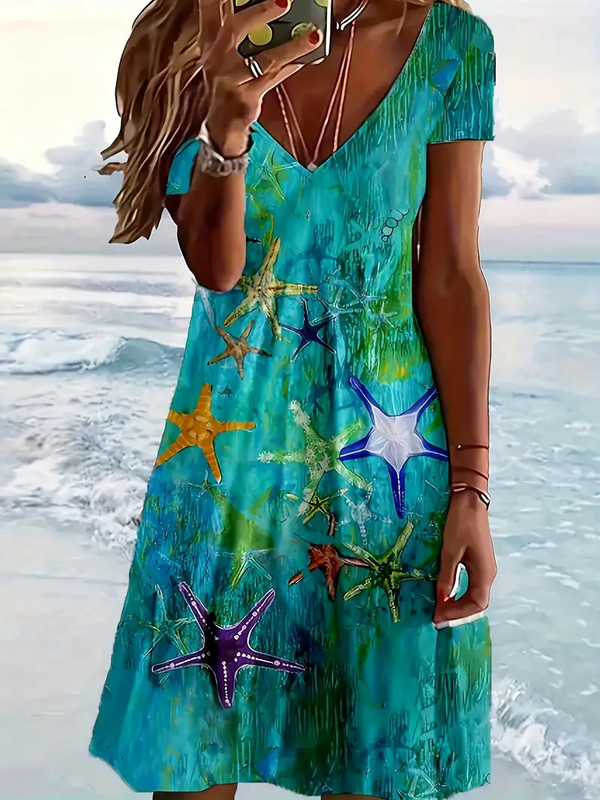 Plus Size Starfish Print Dress