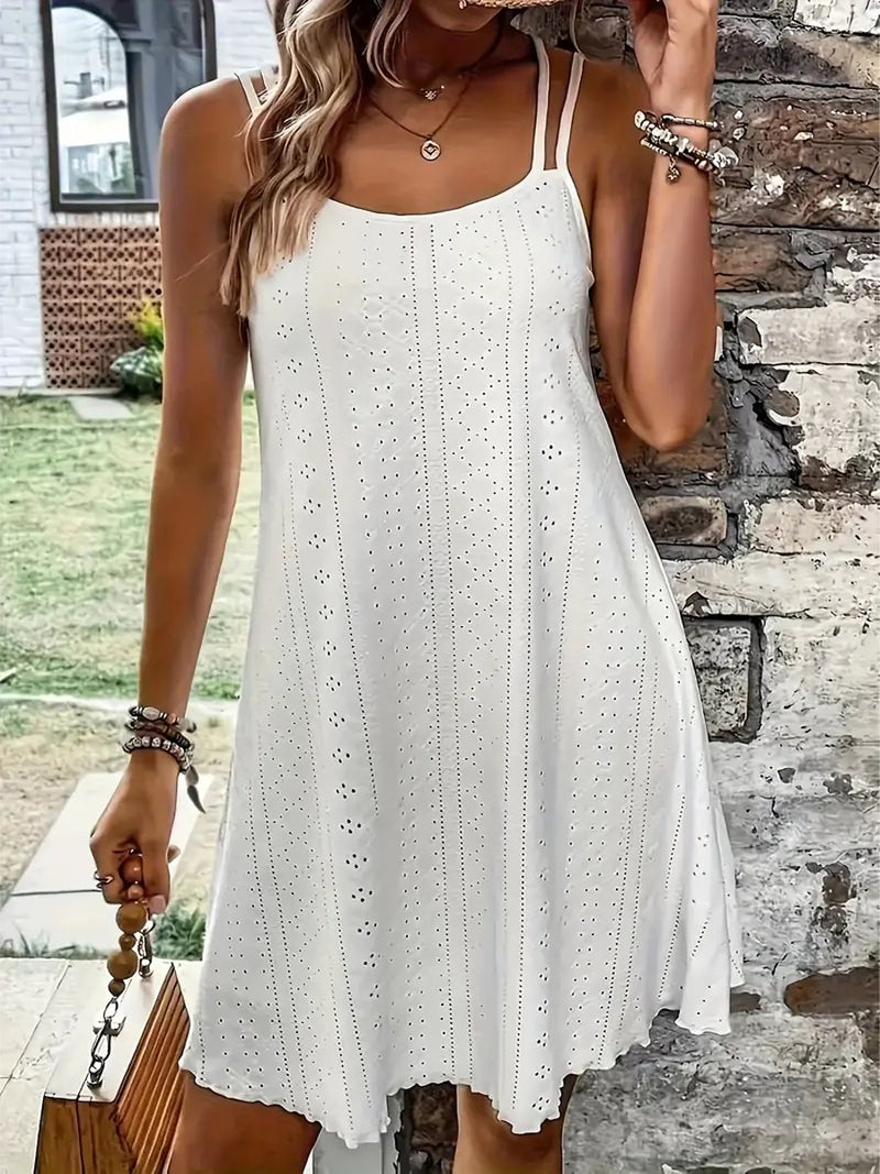 Women's Solid Color Lace Sleeveless Casual Dress