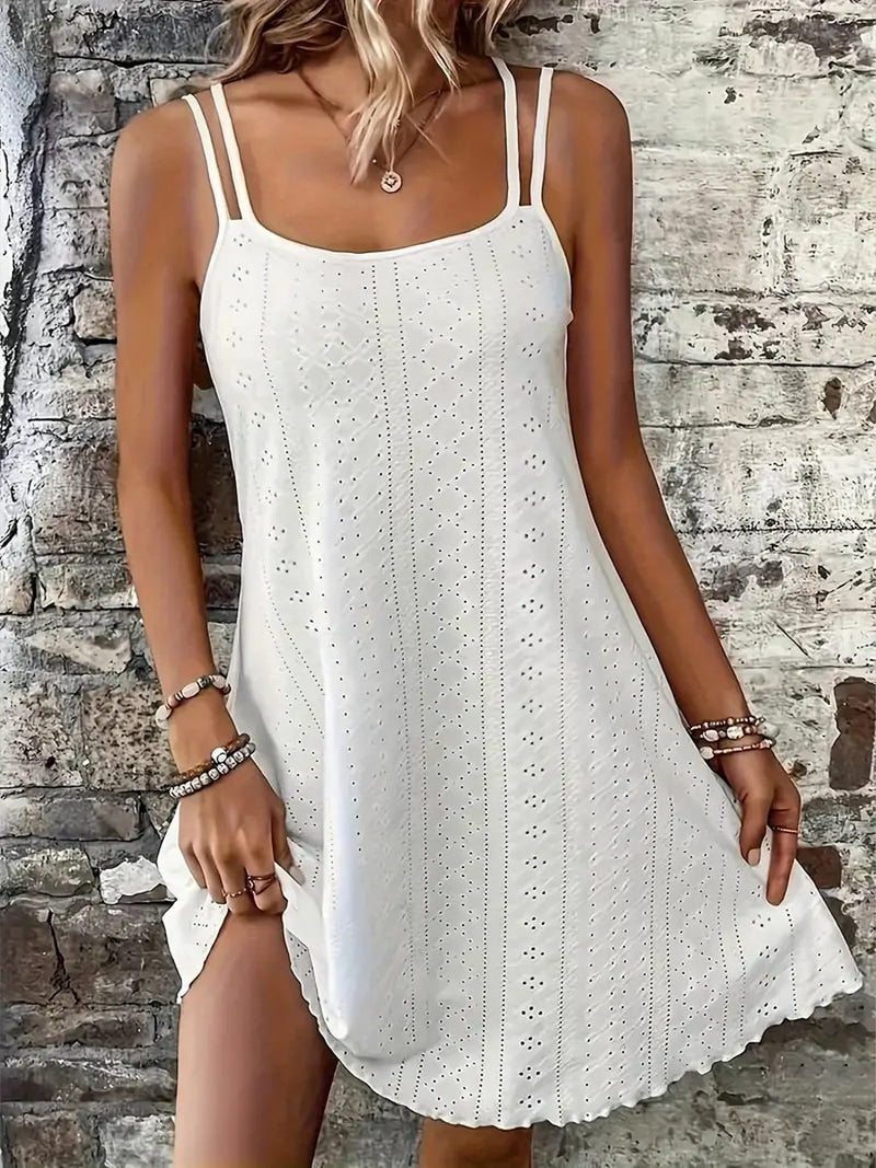 Women's Solid Color Lace Sleeveless Casual Dress