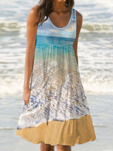 Buy 3 Get 10% OffWomen's Seaside Print Sleeveless Casual Dress