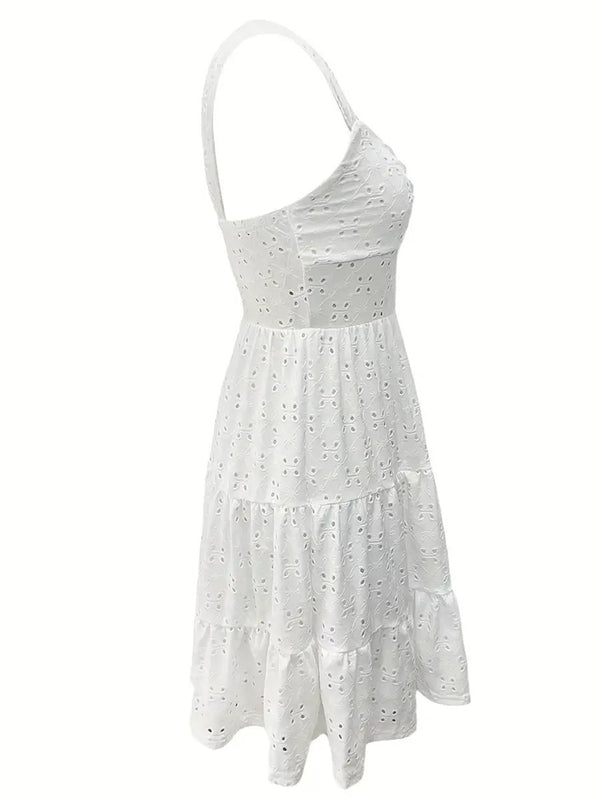 Women's Solid Color Lace Sleeveless Casual Dress