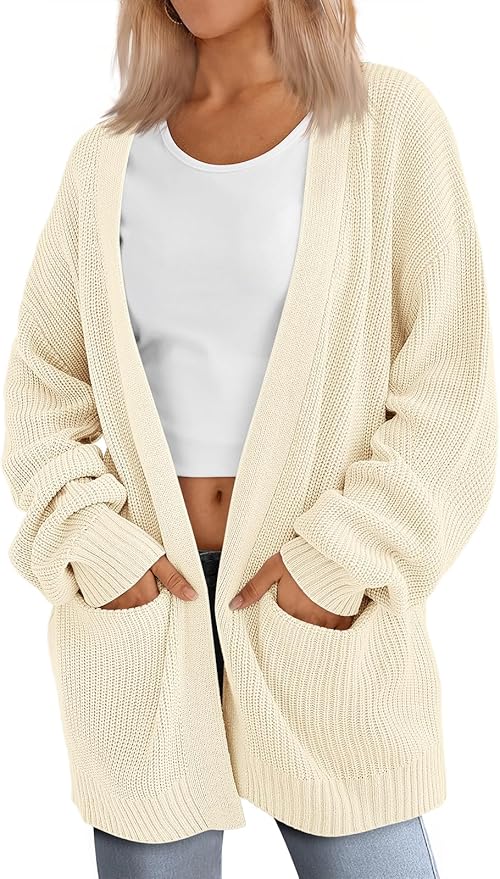 LILLUSORY Womens Oversized Cardigans Soft Knit Cardigan Sweater with Pockets