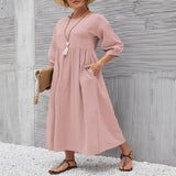 Lantern Sleeve Cotton And Linen Summer Dress