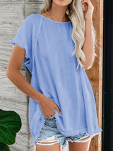 Women's Plain Tassel Casual Top