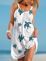 Buy 3 Get 10% OffWomen's Sea Turtle Print Casual Dress