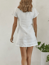 Buy 3 Get 10% OffWomen's Cotton Linen V Neck Pocket Dress