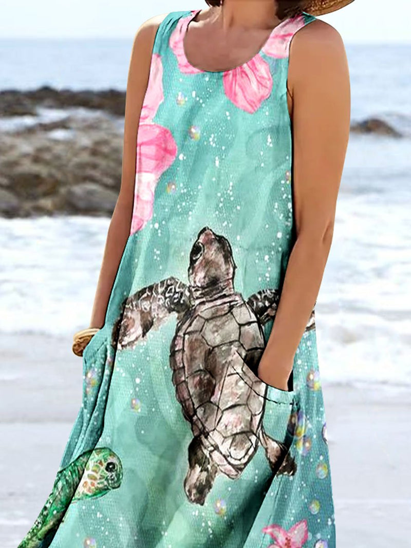 Women's Sea Turtle Ocean Sleeveless Dress