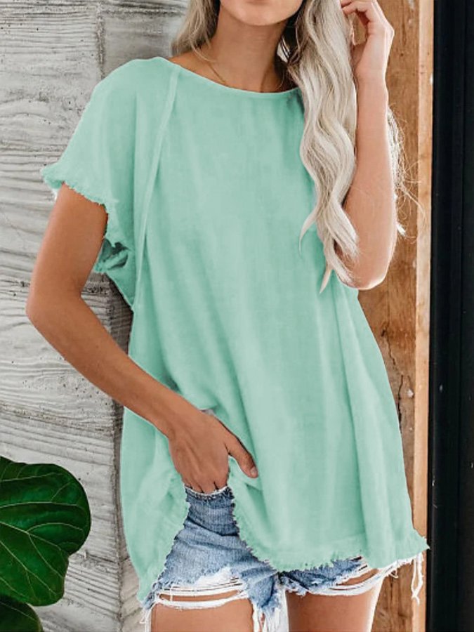 Women's Plain Tassel Casual Top