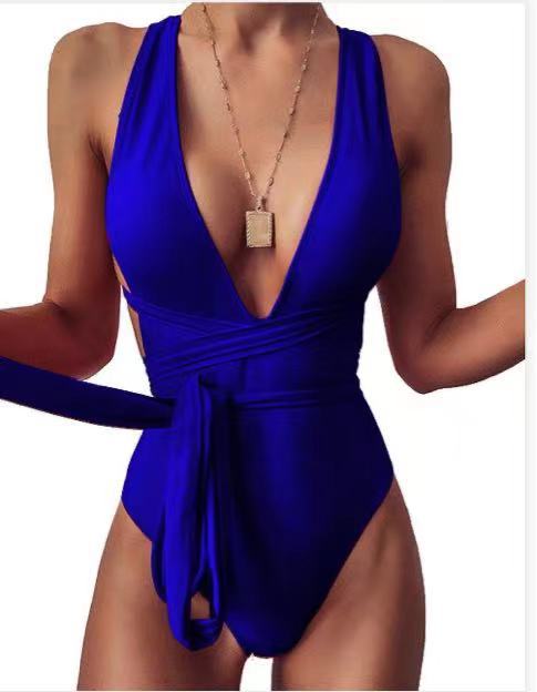 Deep V-neck Strap One-piece Swimsuit