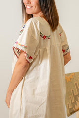 BEIGE HANDMADE MEXICAN DRESS