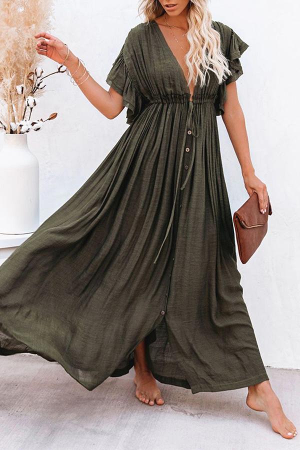 Elegant Ruffled Holiday Cover-up Dress