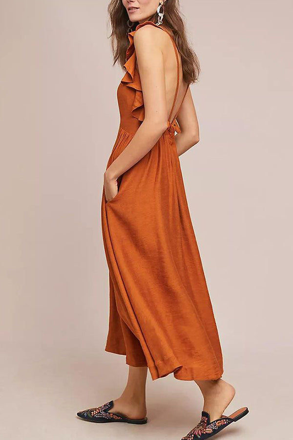 SUNSET BACKLESS RESORT DRESS