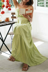 Sleeveless Open Waist Panel Layered Long Swing Dress