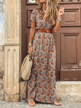 iForgirls Boho Style V-neck Floral Belt Dress (7 colors)