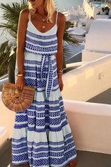 Simian style V-neck printed beach slip dress