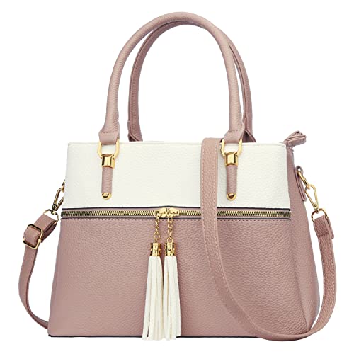 Women Satchel Bags Handle Shoulder Handbags and Purses Pockets Zipper Leather Crossbody Bags