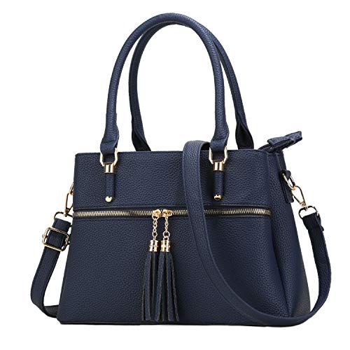 Women Satchel Bags Handle Shoulder Handbags and Purses Pockets Zipper Leather Crossbody Bags