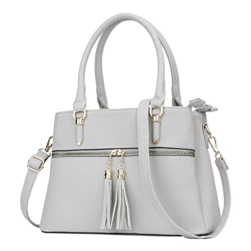 Women Satchel Bags Handle Shoulder Handbags and Purses Pockets Zipper Leather Crossbody Bags