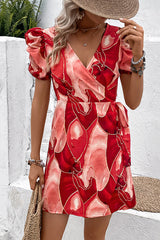 tie bow print dress