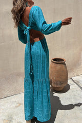 SEFORA Long ring embellished turquoise dress