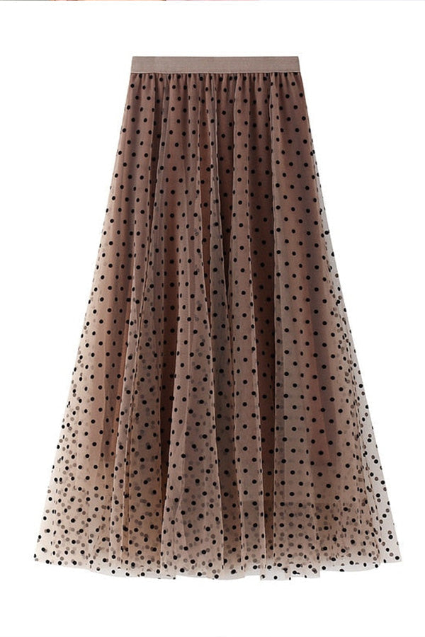 Polka dot high waist gauze skirt princess dress