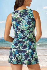 ART OF PALMS HIGH-NECK TANKINI SET