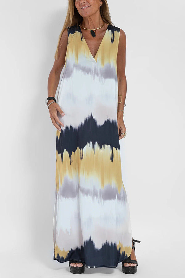 Make Them Proud Satin Tie-dye Print Relaxed Maxi Dress