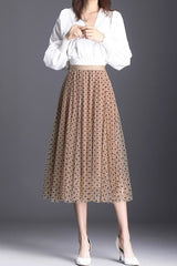 Polka dot high waist gauze skirt princess dress