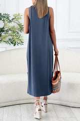 Sira Crew Neck Sleeveless Loose Comfort Solid Dress