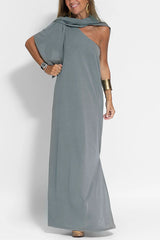 Flawless and Free One Shoulder Relaxed Slit Maxi Dress