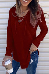 Eyelet Tie Long Sleeve Sweatshirt