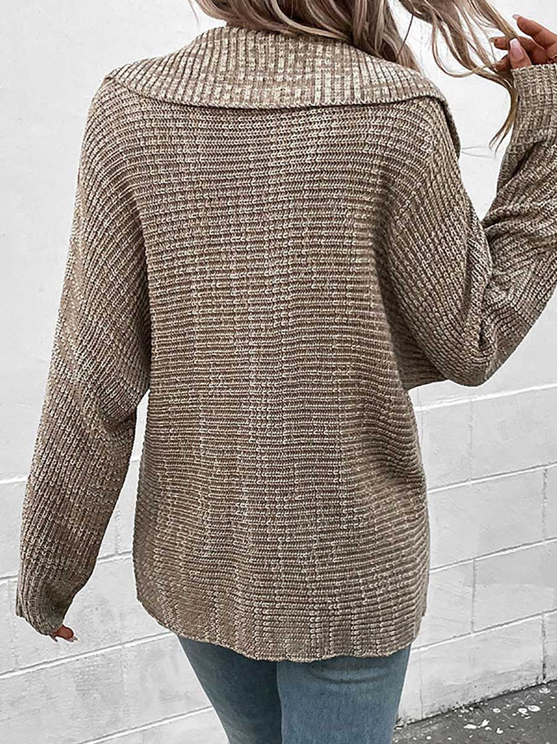 iForgirls Solid Color Long Sleeve Lapel Sweater