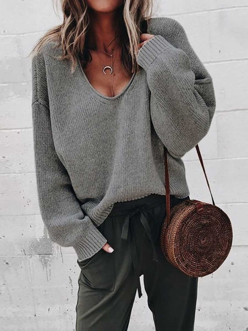 iForgirls V-neck long sleeve sweater knit