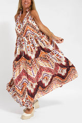 Graceful Appearance Boho Ethnic Print A-line Maxi Dress