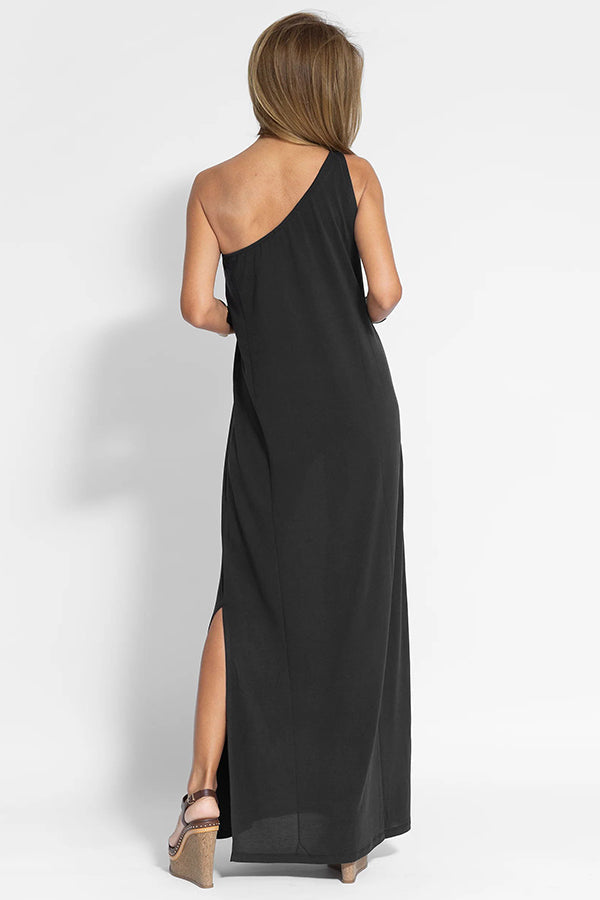 Flawless and Free One Shoulder Relaxed Slit Maxi Dress