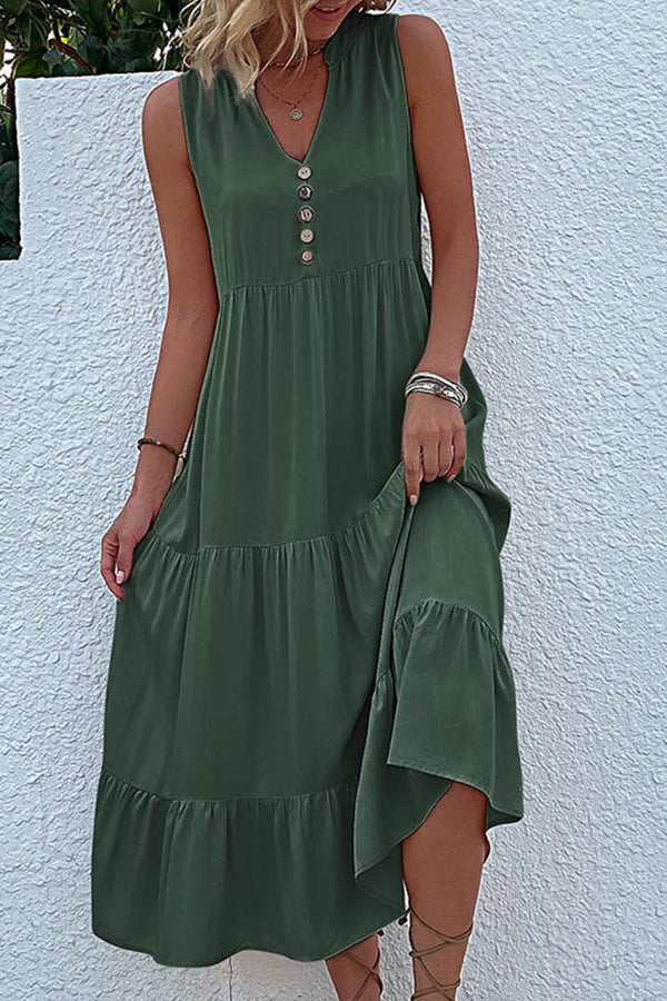 Sleeveless loose casual solid color vest dress