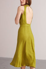 CHIC BUTTON OPEN BACK DRESS