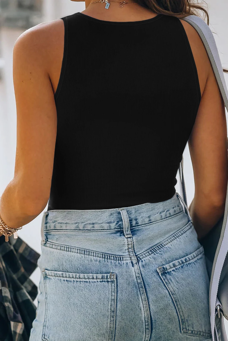 Ribbed Knit Basic Cropped Tank Top