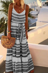 Simian style V-neck printed beach slip dress